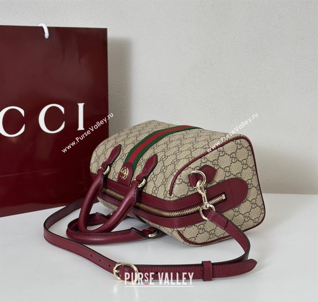 Gucci Ophidia GG Canvas Medium boston bag Ancora Red 2025 836825 (DLH-250808058)
