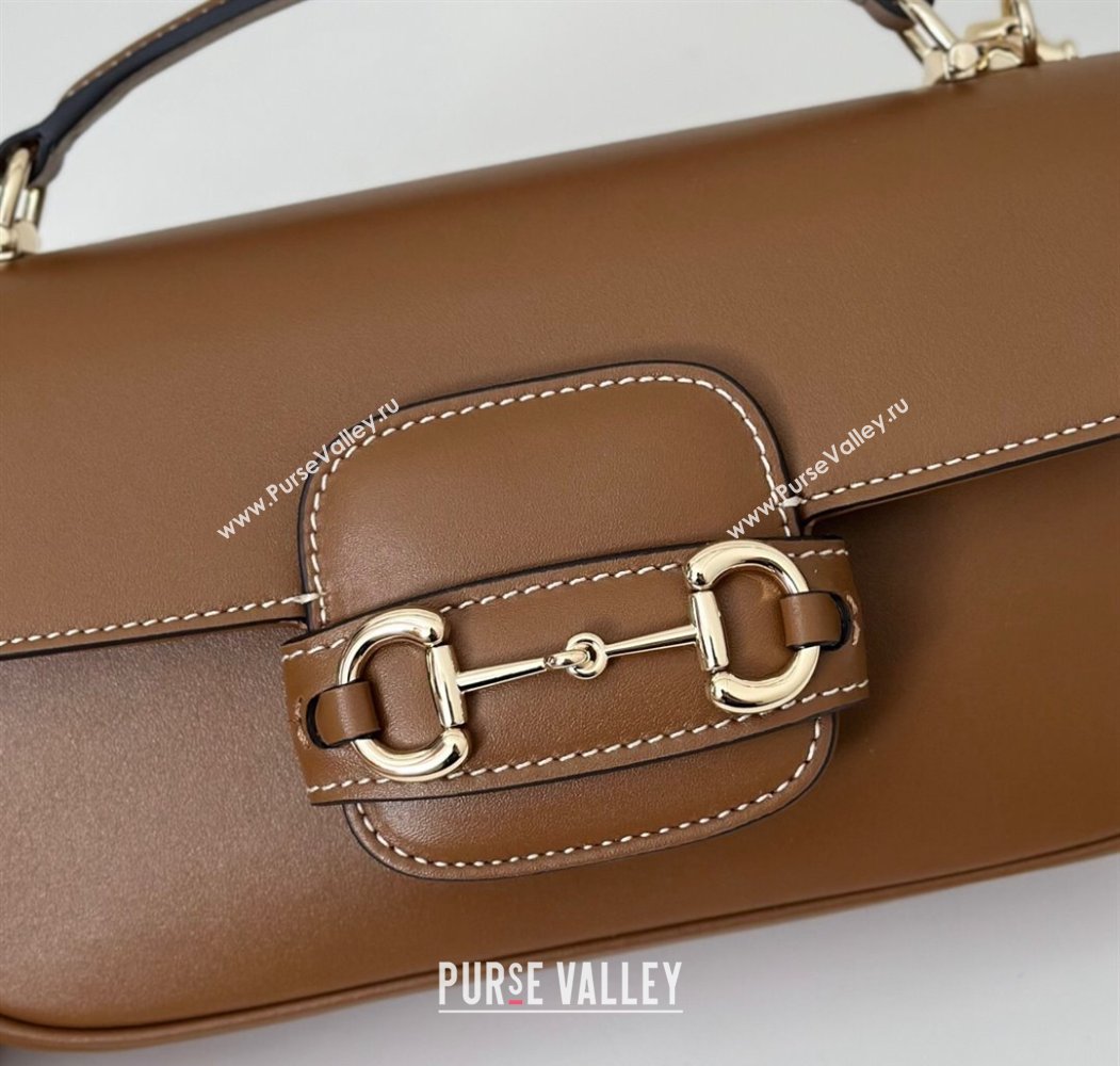 Gucci Horsebit 1955 Leather Small Top Handle Bag Brown 815206 2025 (DLH-250808051)