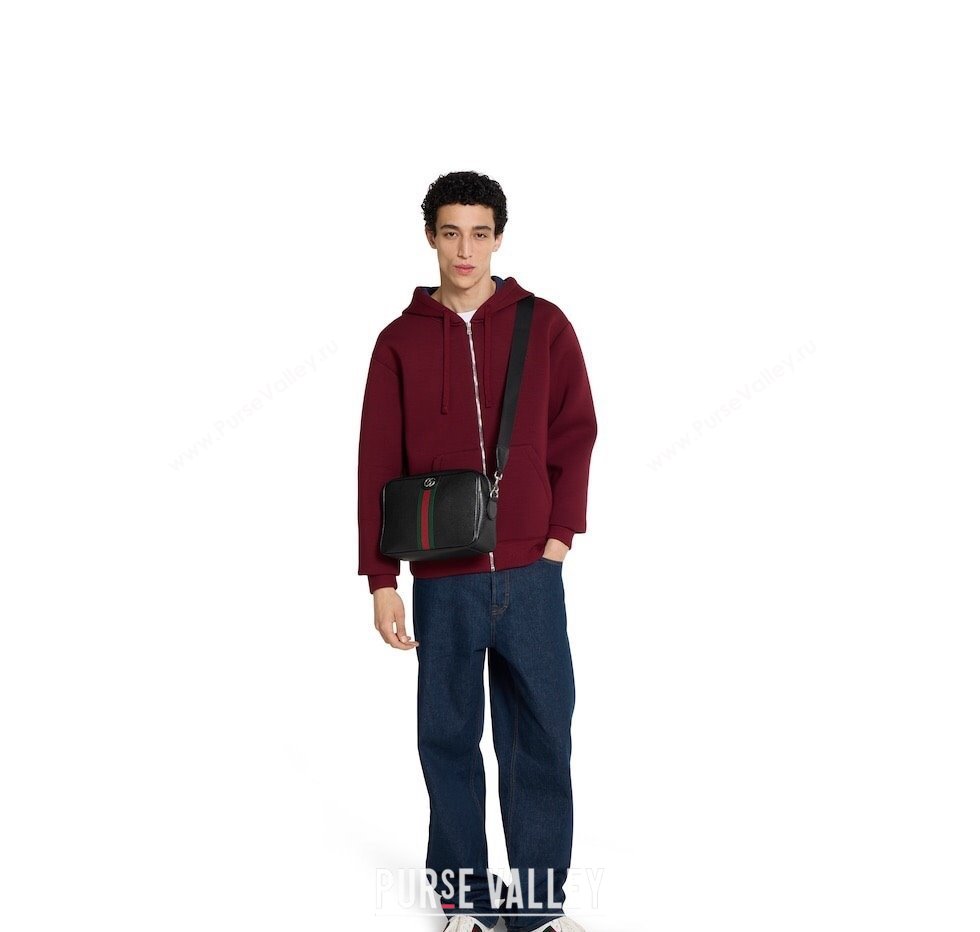 Gucci Mens Ophidia Leather medium messenger crossbody bag Black 2025 834468 (DLH-250808059)