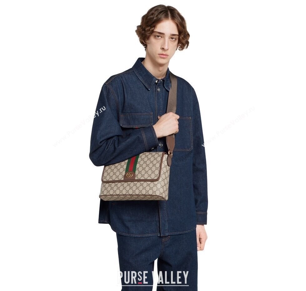 Gucci Mens Ophidia GG Canvas Medium messenger crossbody bag 2025 834467 (DLH-250808060)