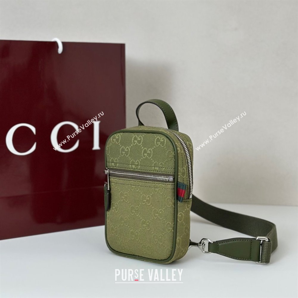 Gucci Mens GG Canvas mini slingbag bag Green 2025 ‎834258 (DLH-250808097)