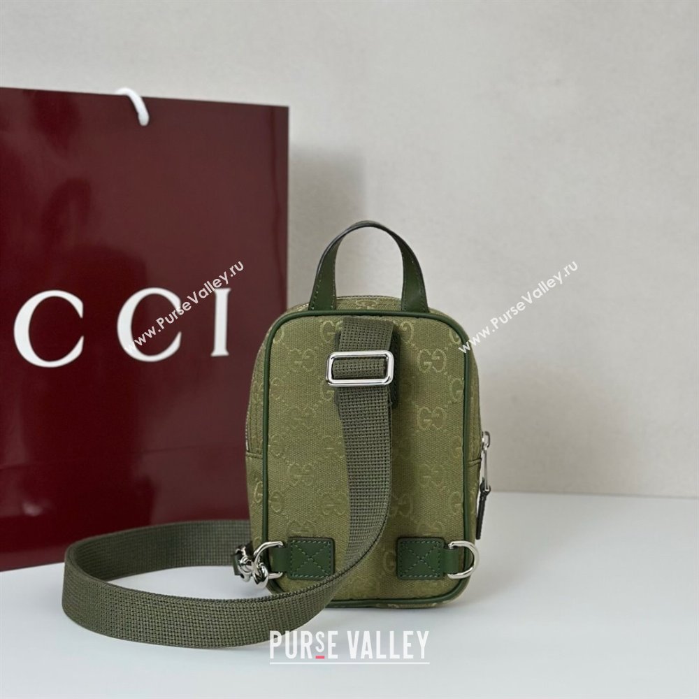 Gucci Mens GG Canvas mini slingbag bag Green 2025 ‎834258 (DLH-250808097)