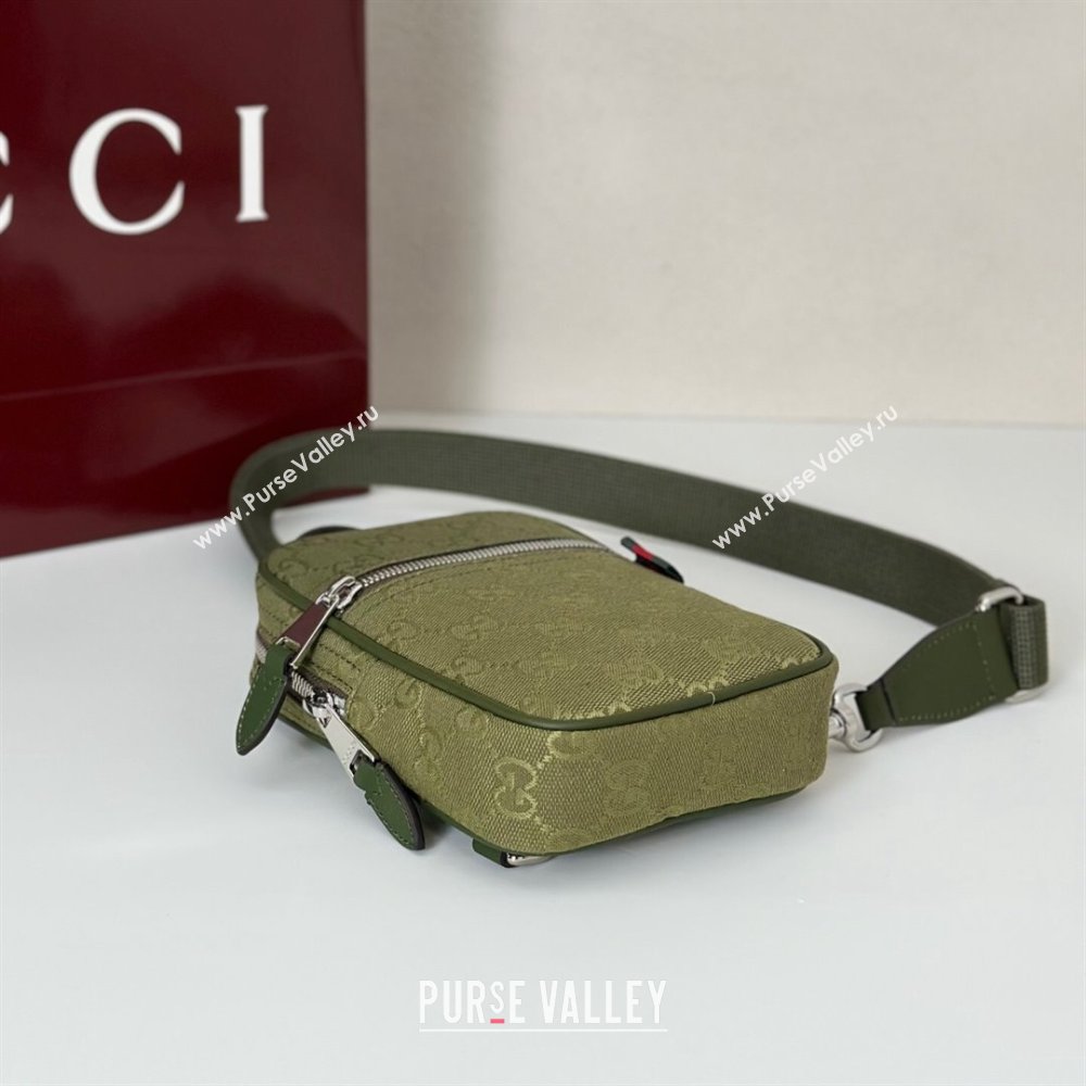Gucci Mens GG Canvas mini slingbag bag Green 2025 ‎834258 (DLH-250808097)