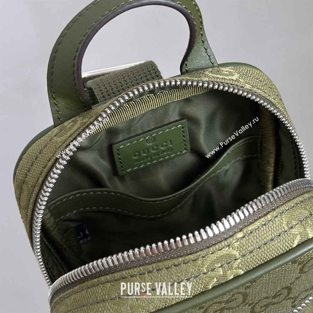 Gucci Mens GG Canvas mini slingbag bag Green 2025 ‎834258 (DLH-250808097)
