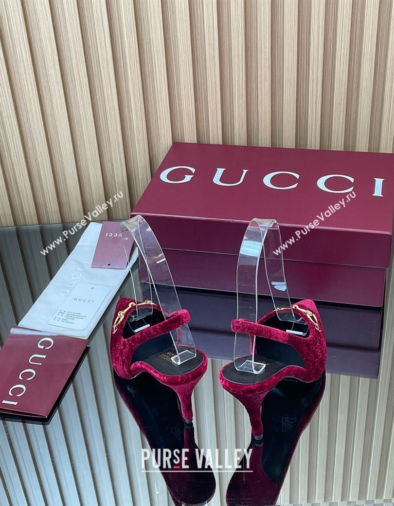 Gucci GG Velvet Slingback Pumps 8.5cm with Horsebit Red 2025 ‎835978 (MD-250828067)