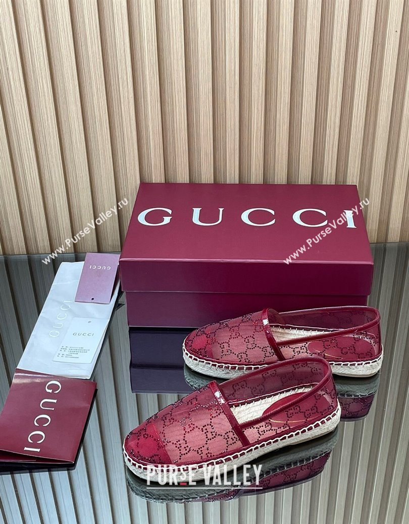 Gucci GG Strass Mesh Espadrilles Flat Ancora Red 2025 GG082805 (MD-250828073)