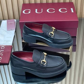 Gucci Calf Leather Loafers 4.5cm with Horsebit Black 2025 840725 (MD-250828094)