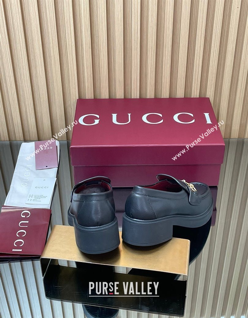 Gucci Calf Leather Loafers 4.5cm with Horsebit Black 2025 840725 (MD-250828094)