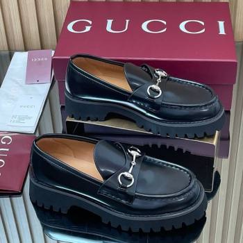 Gucci Leather Loafers 4.5cm with Horsebit Black 2025 GG123101 (MD-250828078)
