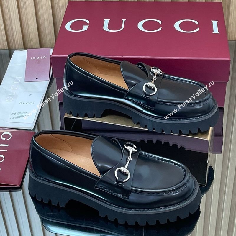 Gucci Leather Loafers 4.5cm with Horsebit Black 2025 GG123101 (MD-250828078)