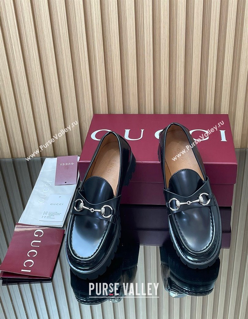 Gucci Leather Loafers 4.5cm with Horsebit Black 2025 GG123101 (MD-250828078)