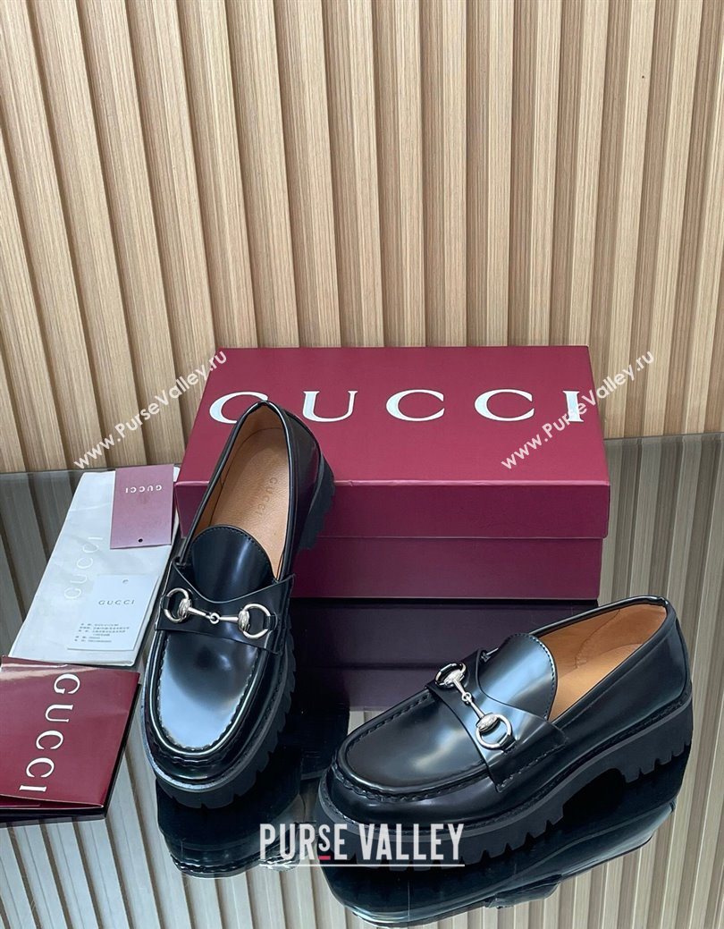 Gucci Leather Loafers 4.5cm with Horsebit Black 2025 GG123101 (MD-250828078)