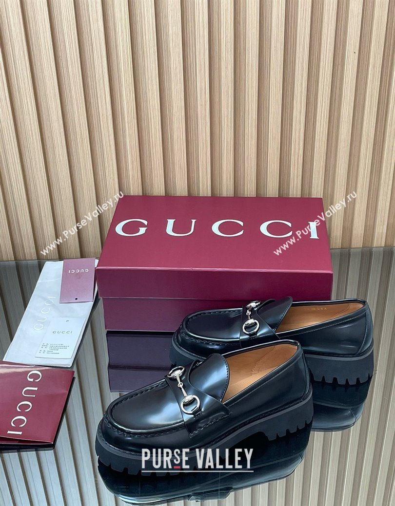 Gucci Leather Loafers 4.5cm with Horsebit Black 2025 GG123101 (MD-250828078)