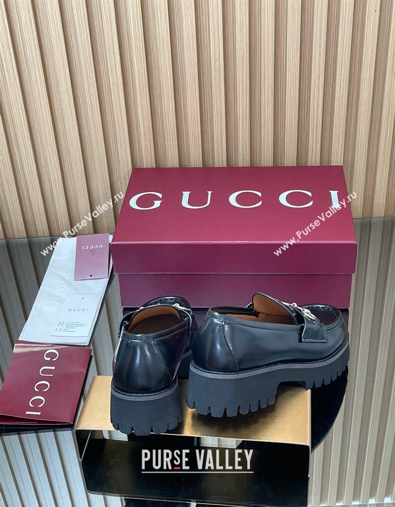 Gucci Leather Loafers 4.5cm with Horsebit Black 2025 GG123101 (MD-250828078)