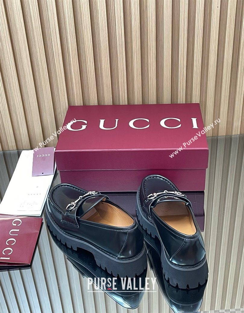 Gucci Leather Loafers 4.5cm with Horsebit Black 2025 GG123101 (MD-250828078)