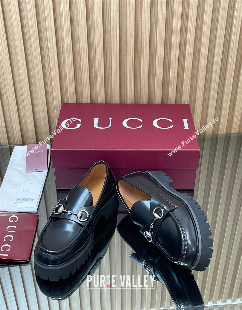 Gucci Leather Loafers 4.5cm with Horsebit Black 2025 GG123101 (MD-250828078)