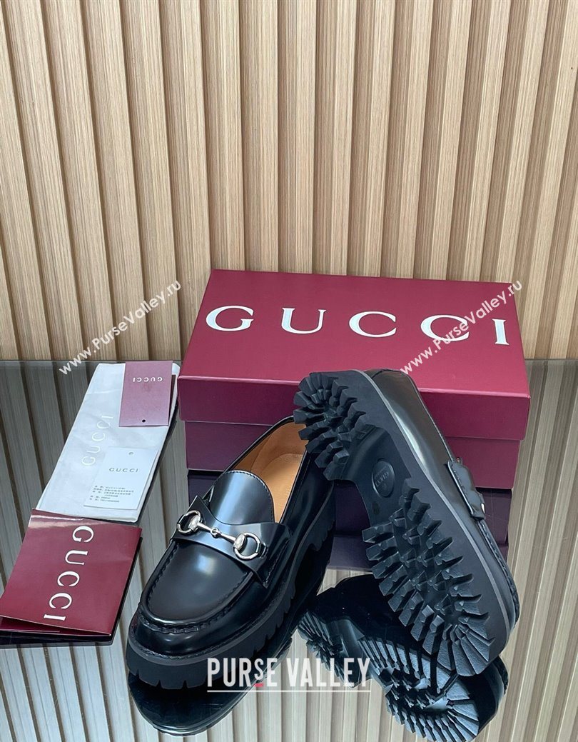 Gucci Leather Loafers 4.5cm with Horsebit Black 2025 GG123101 (MD-250828078)