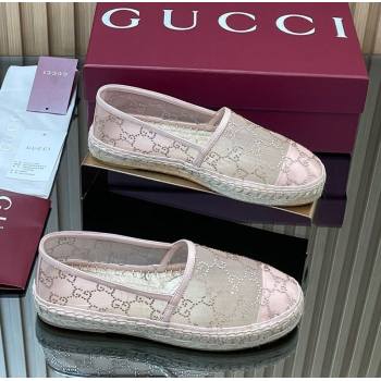 Gucci GG Strass Mesh Espadrilles Flat Light Pink 2025 GG082805 (MD-250828074)
