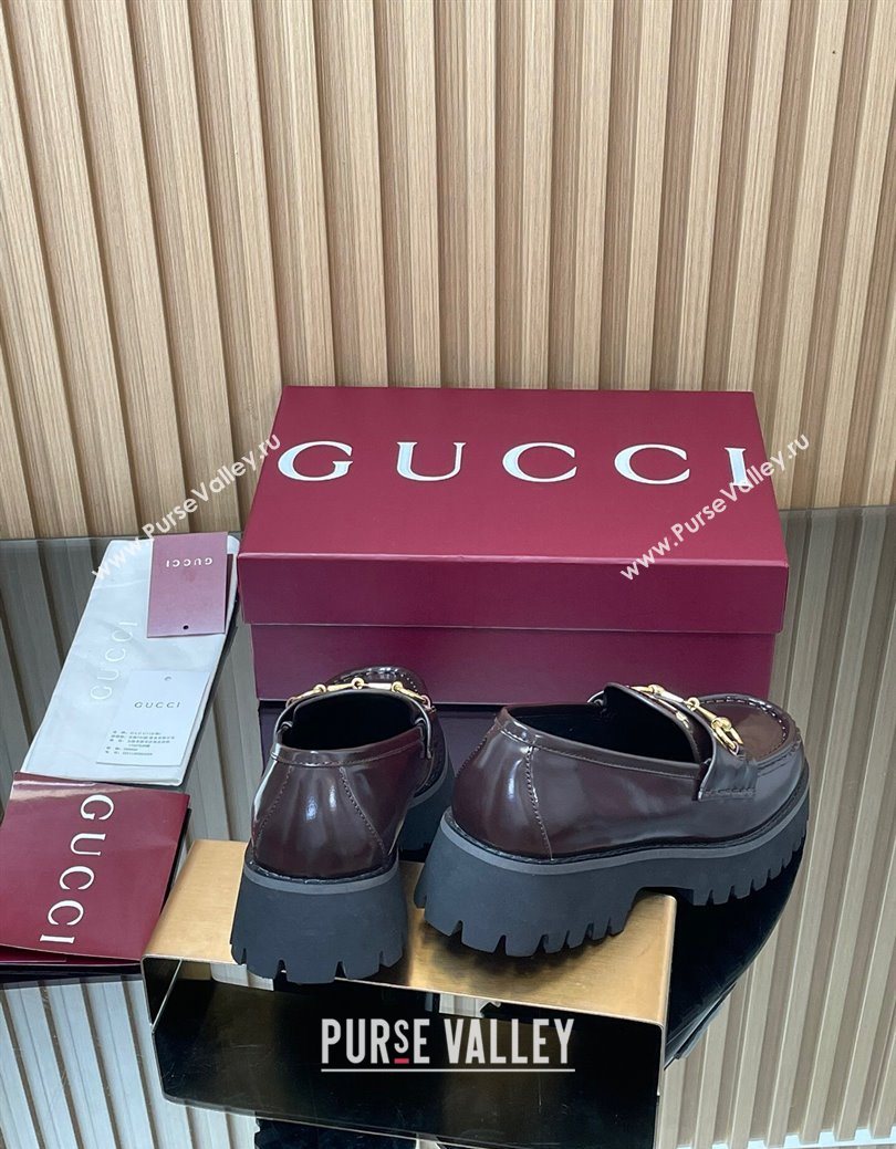 Gucci Leather Loafers 4.5cm with Horsebit Dark Brown 2025 GG123101 (MD-250828080)