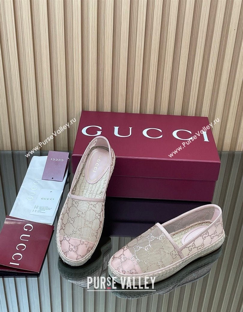 Gucci GG Strass Mesh Espadrilles Flat Light Pink 2025 GG082805 (MD-250828074)