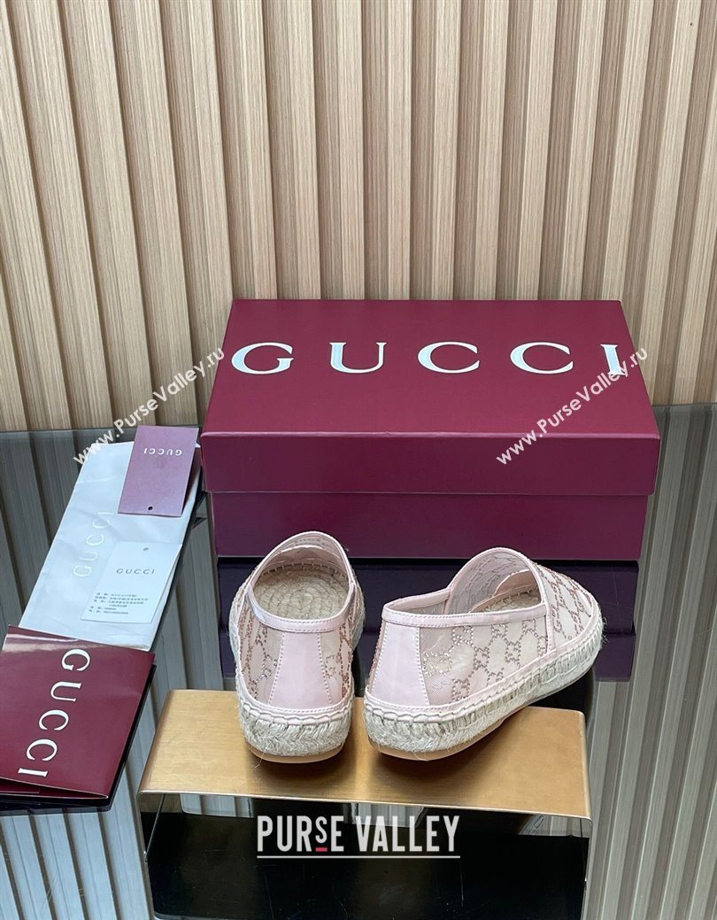 Gucci GG Strass Mesh Espadrilles Flat Light Pink 2025 GG082805 (MD-250828074)