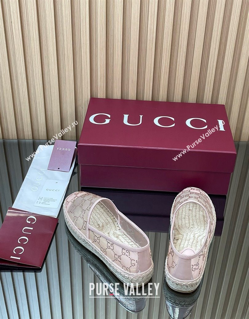 Gucci GG Strass Mesh Espadrilles Flat Light Pink 2025 GG082805 (MD-250828074)