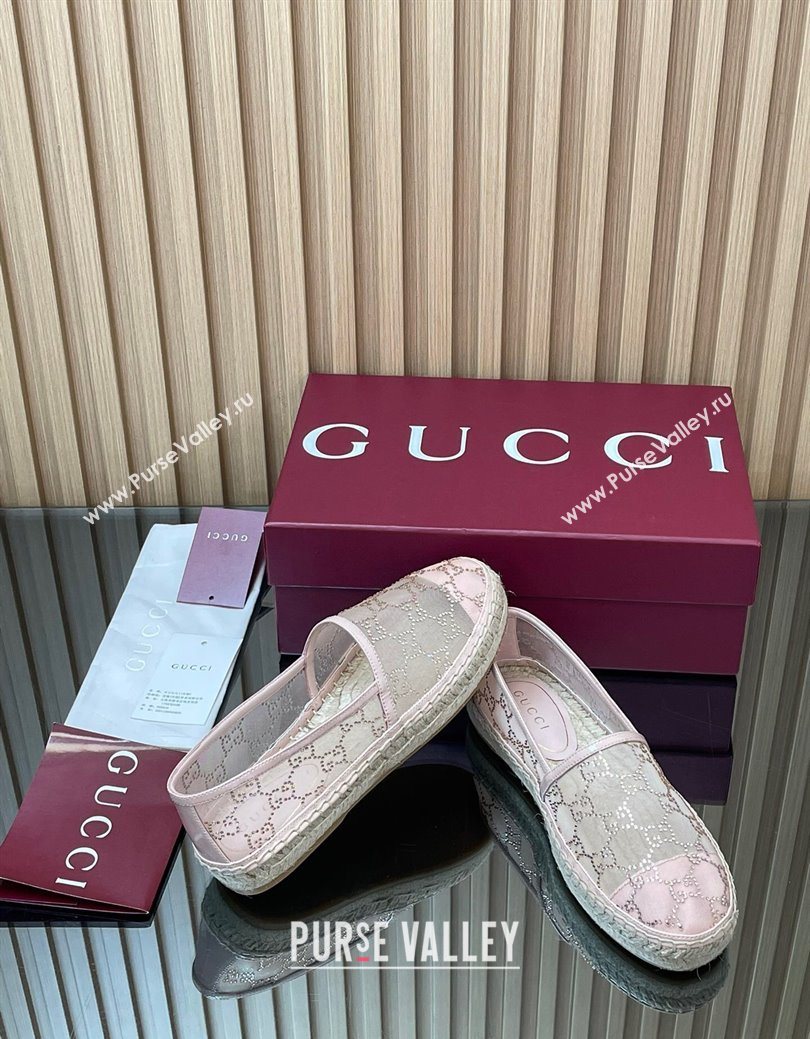 Gucci GG Strass Mesh Espadrilles Flat Light Pink 2025 GG082805 (MD-250828074)