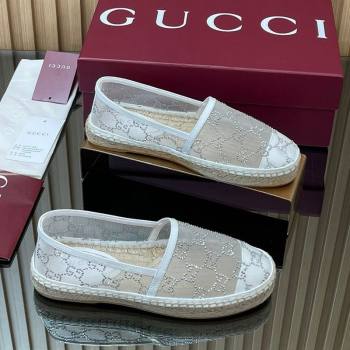 Gucci GG Strass Mesh Espadrilles Flat White 2025 GG082805 (MD-250828075)