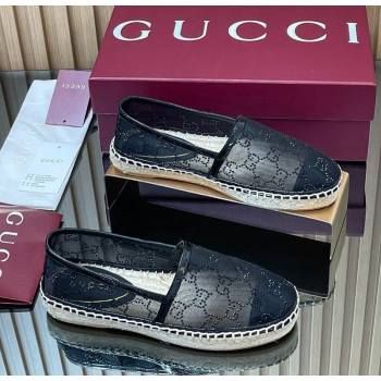 Gucci GG Strass Mesh Espadrilles Flat Black 2025 GG082805 (MD-250828072)