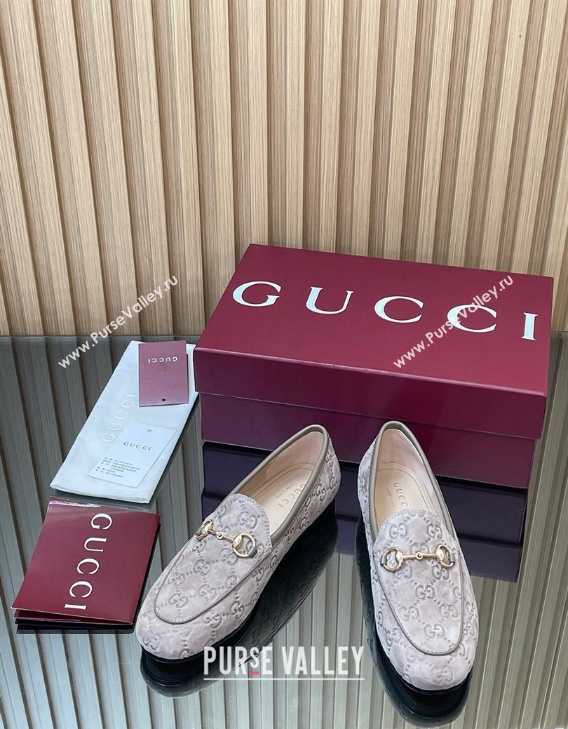 Gucci Jordaan GG Allover Suede Flat Loafers with Horsebit Grey2 2025 840725 (MD-250828104)