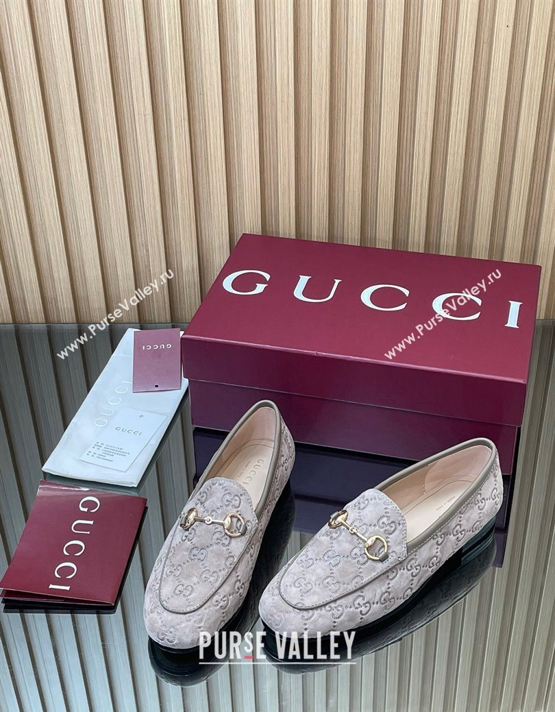 Gucci Jordaan GG Allover Suede Flat Loafers with Horsebit Grey2 2025 840725 (MD-250828104)