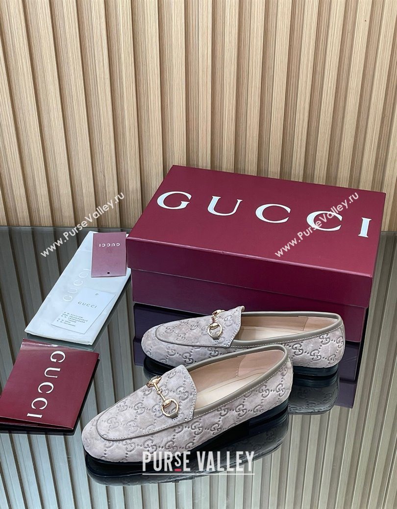 Gucci Jordaan GG Allover Suede Flat Loafers with Horsebit Grey2 2025 840725 (MD-250828104)