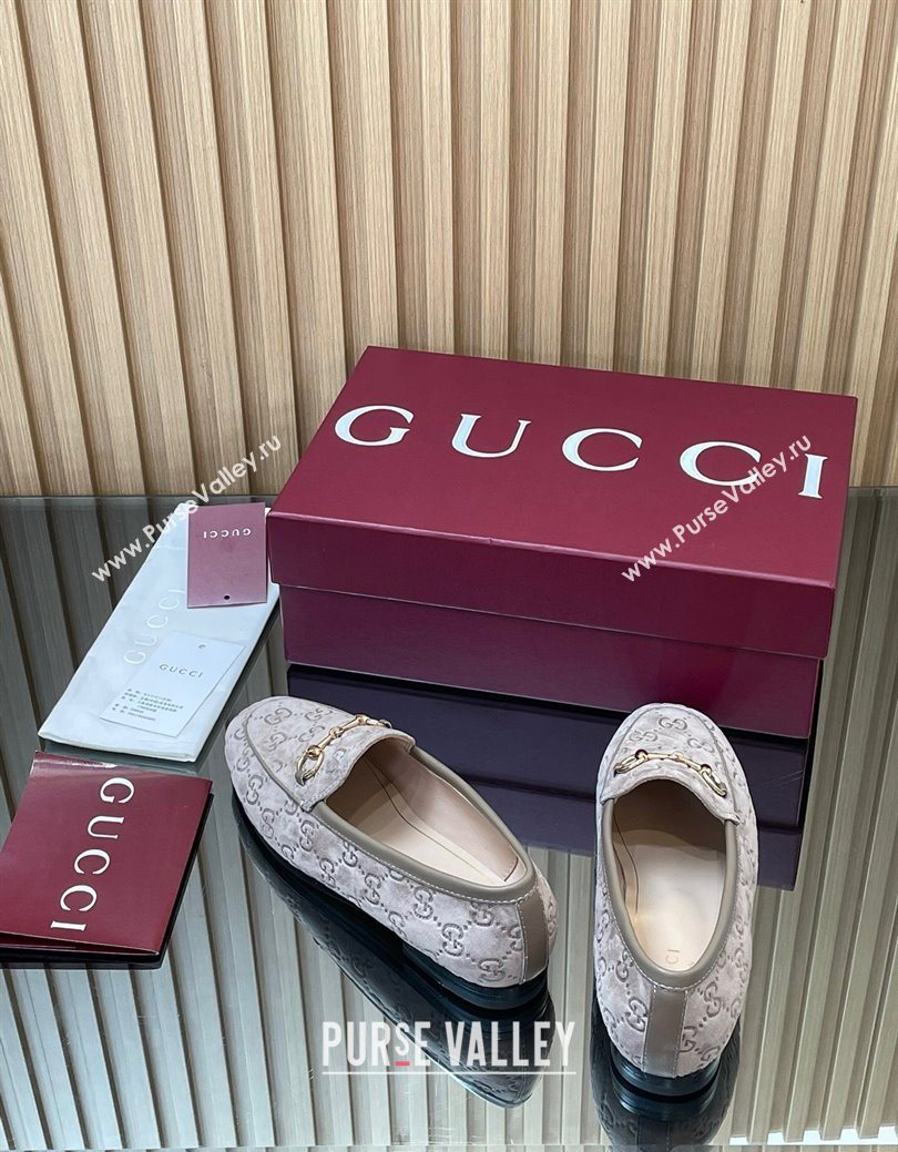 Gucci Jordaan GG Allover Suede Flat Loafers with Horsebit Grey2 2025 840725 (MD-250828104)