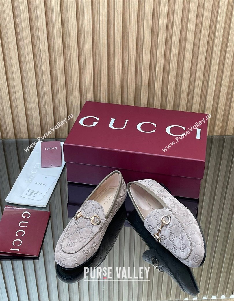 Gucci Jordaan GG Allover Suede Flat Loafers with Horsebit Grey2 2025 840725 (MD-250828104)