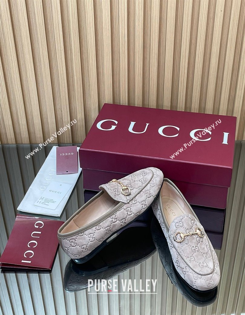 Gucci Jordaan GG Allover Suede Flat Loafers with Horsebit Grey2 2025 840725 (MD-250828104)