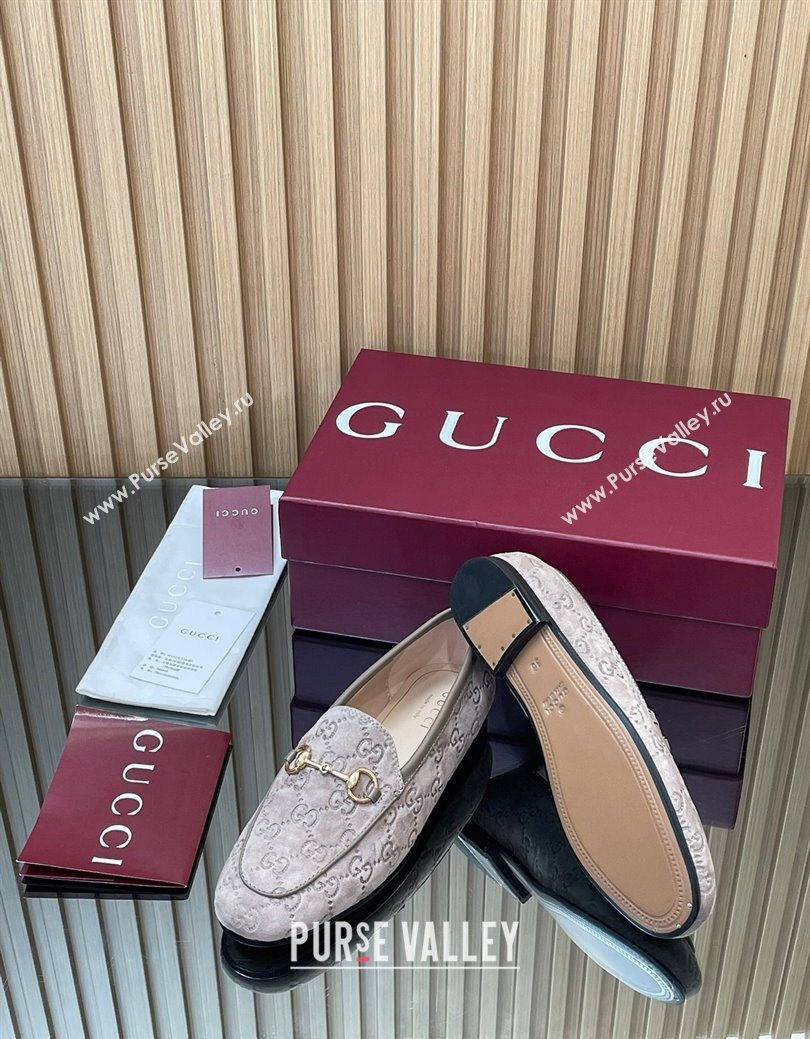 Gucci Jordaan GG Allover Suede Flat Loafers with Horsebit Grey2 2025 840725 (MD-250828104)