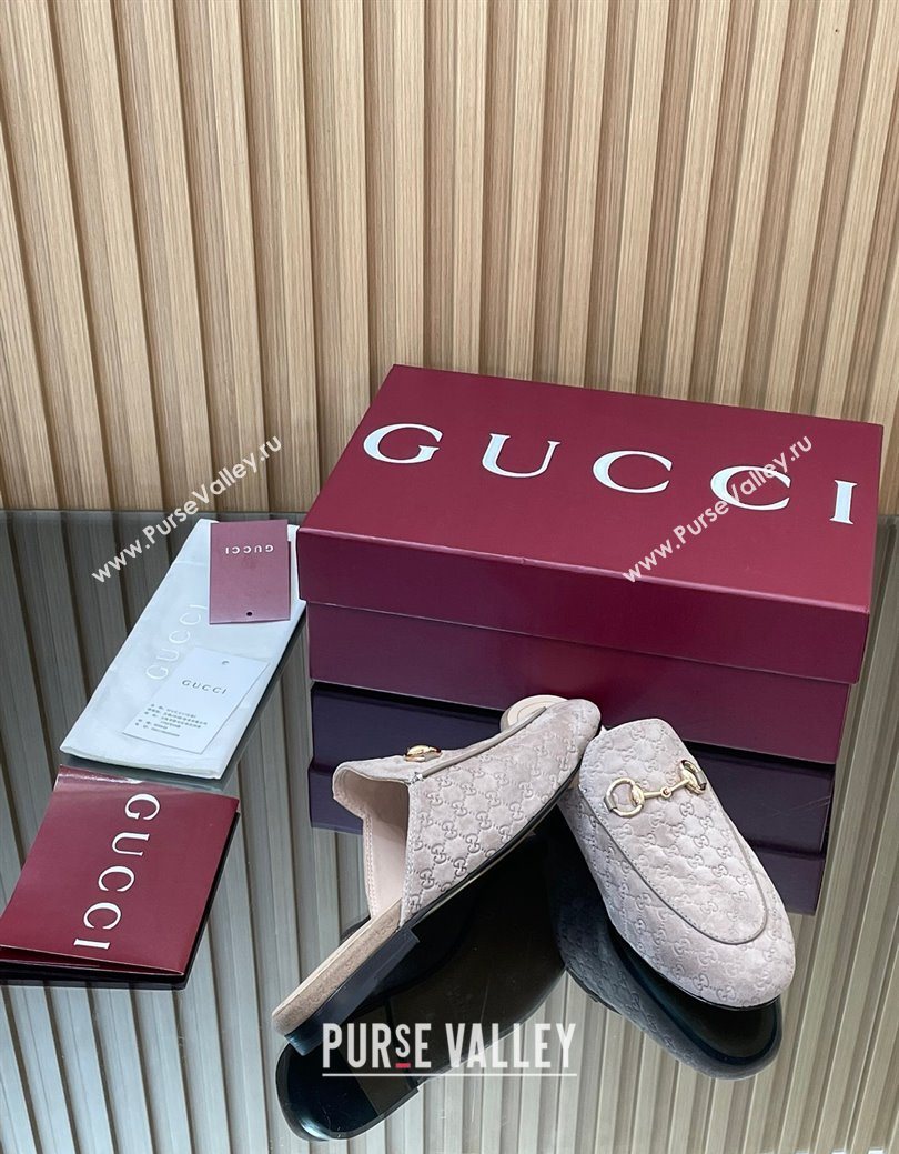 Gucci Princetown GG Allover Suede Flat Slipper with Horsebit Grey2 2025 813864 (MD-250828111)