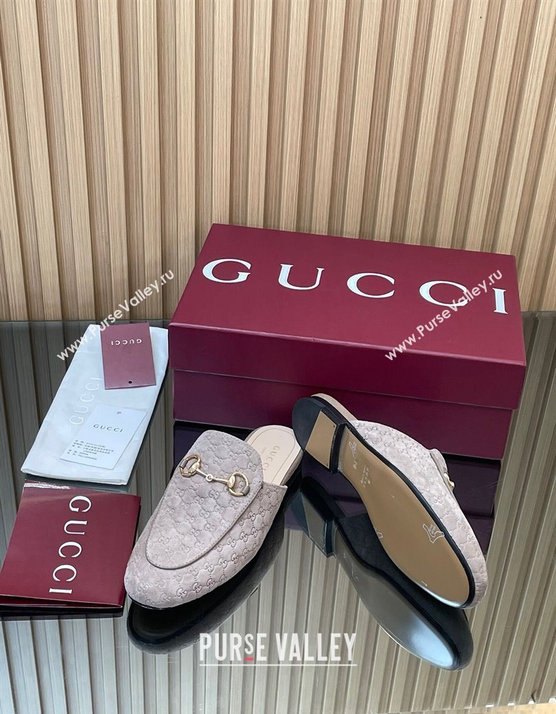 Gucci Princetown GG Allover Suede Flat Slipper with Horsebit Grey2 2025 813864 (MD-250828111)