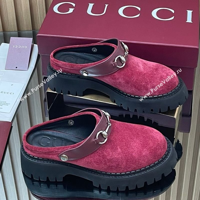 Gucci Suede Mule 5cm with Horsebit 835829 Red 2025 (MD-250828117)