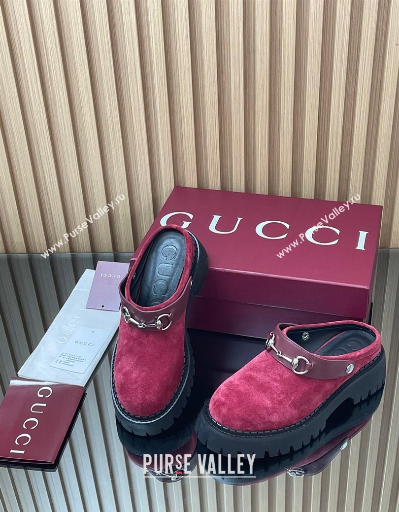 Gucci Suede Mule 5cm with Horsebit 835829 Red 2025 (MD-250828117)