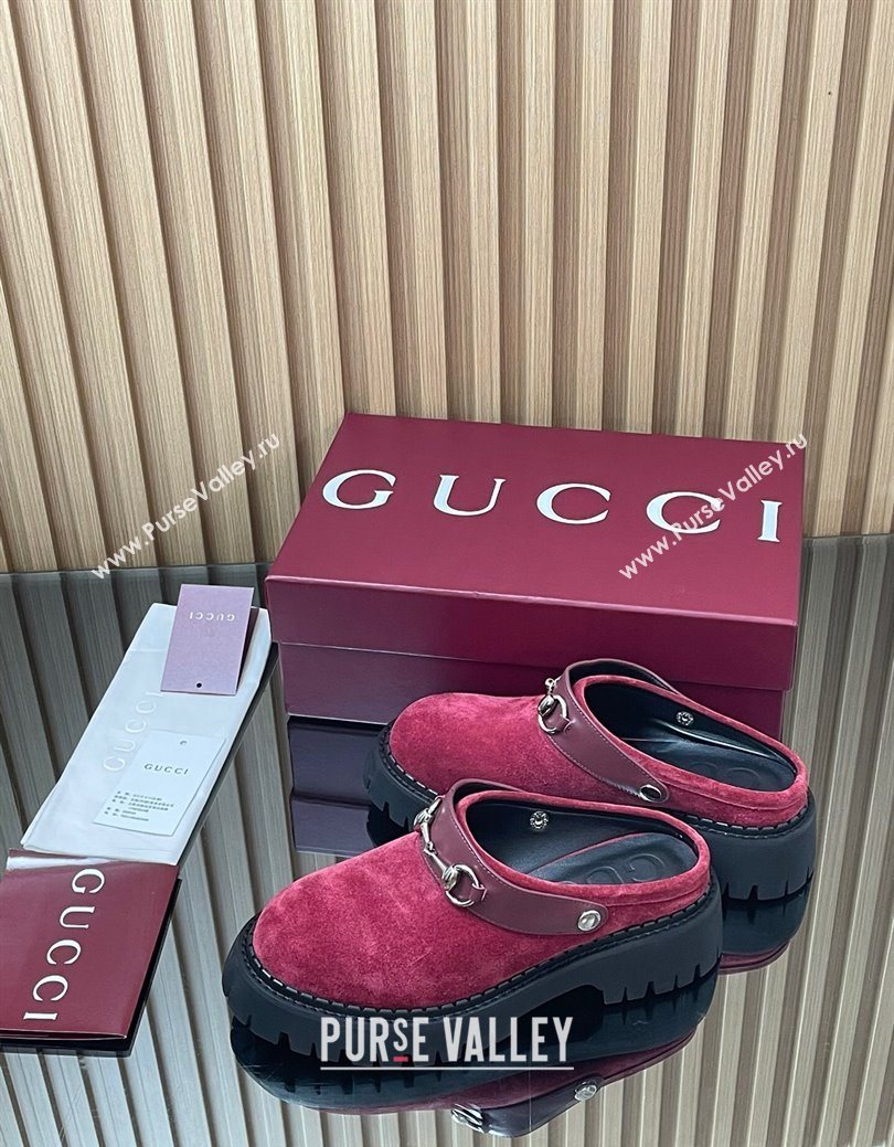Gucci Suede Mule 5cm with Horsebit 835829 Red 2025 (MD-250828117)