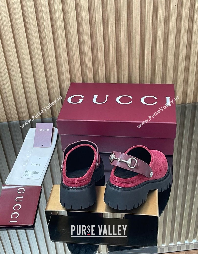 Gucci Suede Mule 5cm with Horsebit 835829 Red 2025 (MD-250828117)