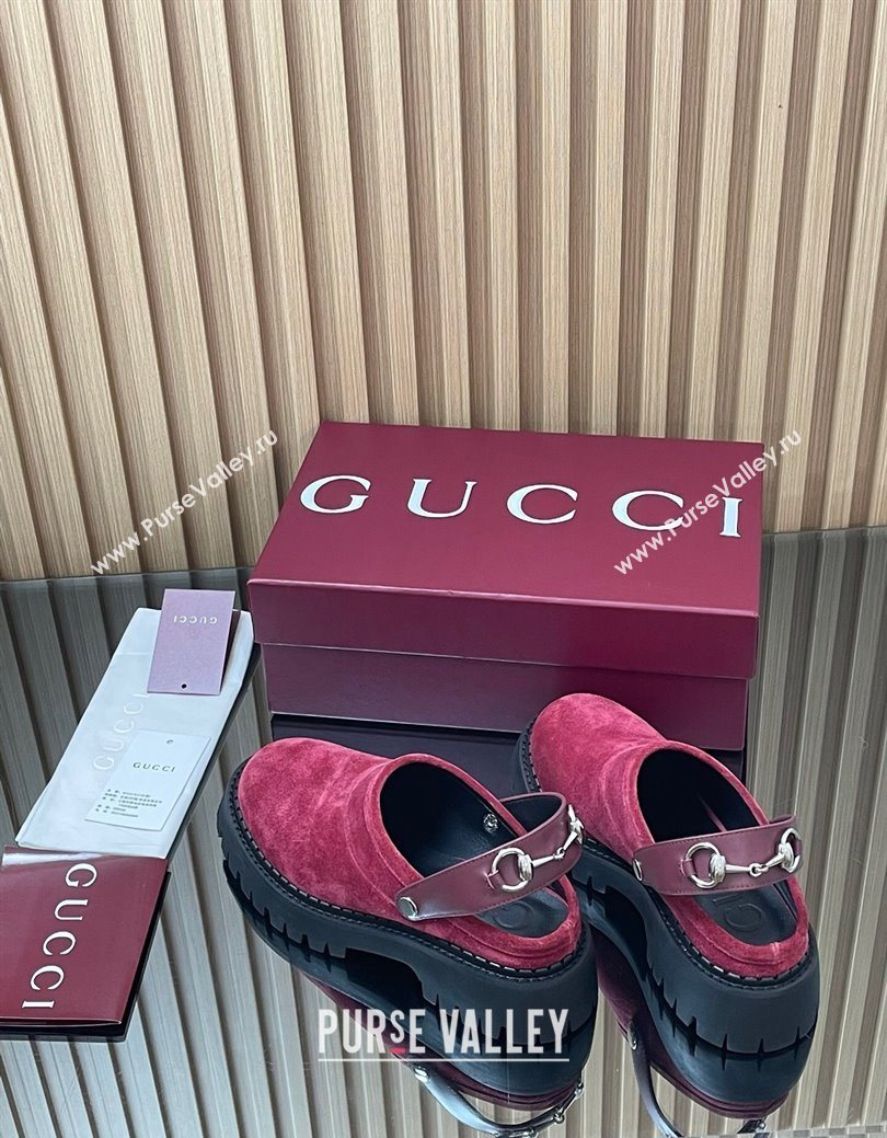 Gucci Suede Mule 5cm with Horsebit 835829 Red 2025 (MD-250828117)
