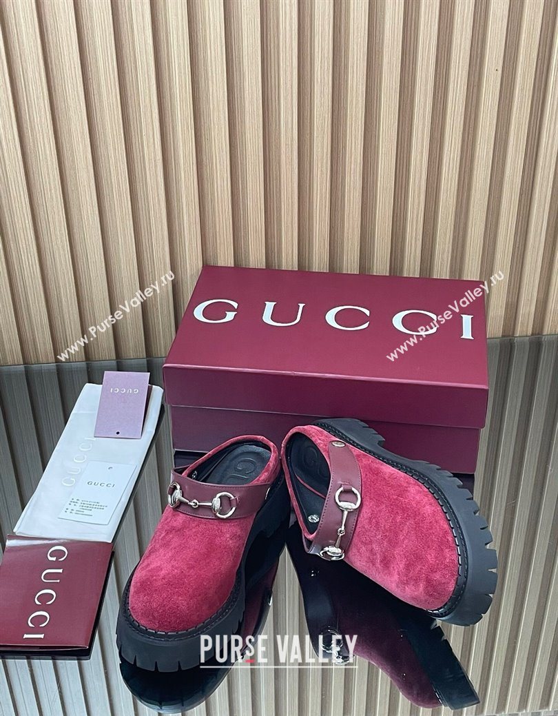 Gucci Suede Mule 5cm with Horsebit 835829 Red 2025 (MD-250828117)