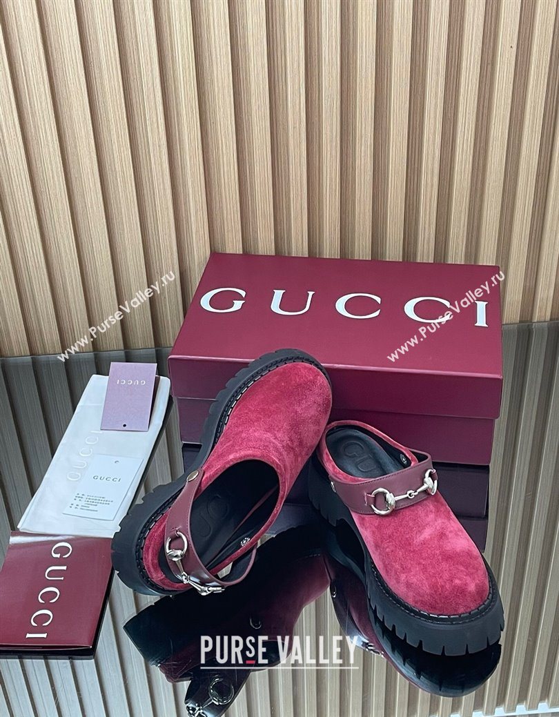 Gucci Suede Mule 5cm with Horsebit 835829 Red 2025 (MD-250828117)