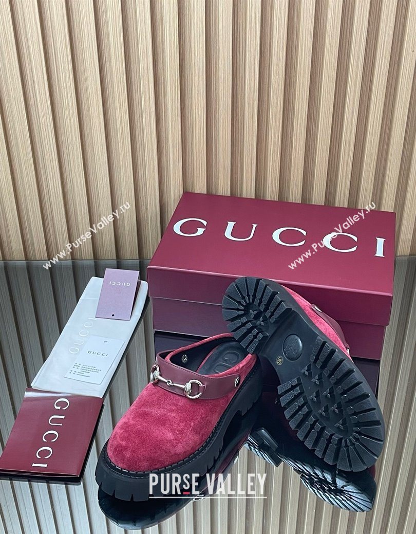Gucci Suede Mule 5cm with Horsebit 835829 Red 2025 (MD-250828117)