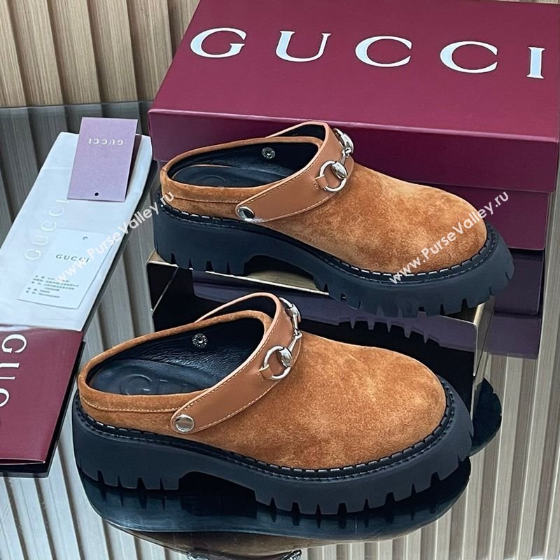Gucci Suede Mule 5cm with Horsebit 835829 Light Brown 2025 (MD-250828118)