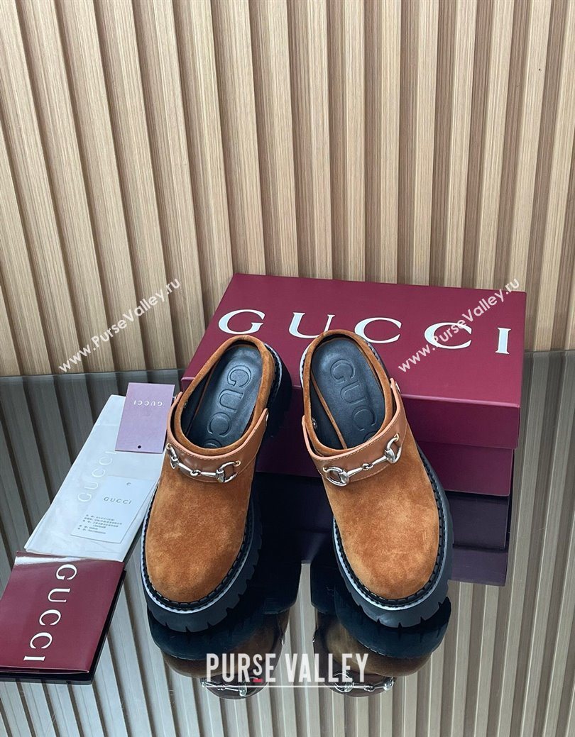 Gucci Suede Mule 5cm with Horsebit 835829 Light Brown 2025 (MD-250828118)