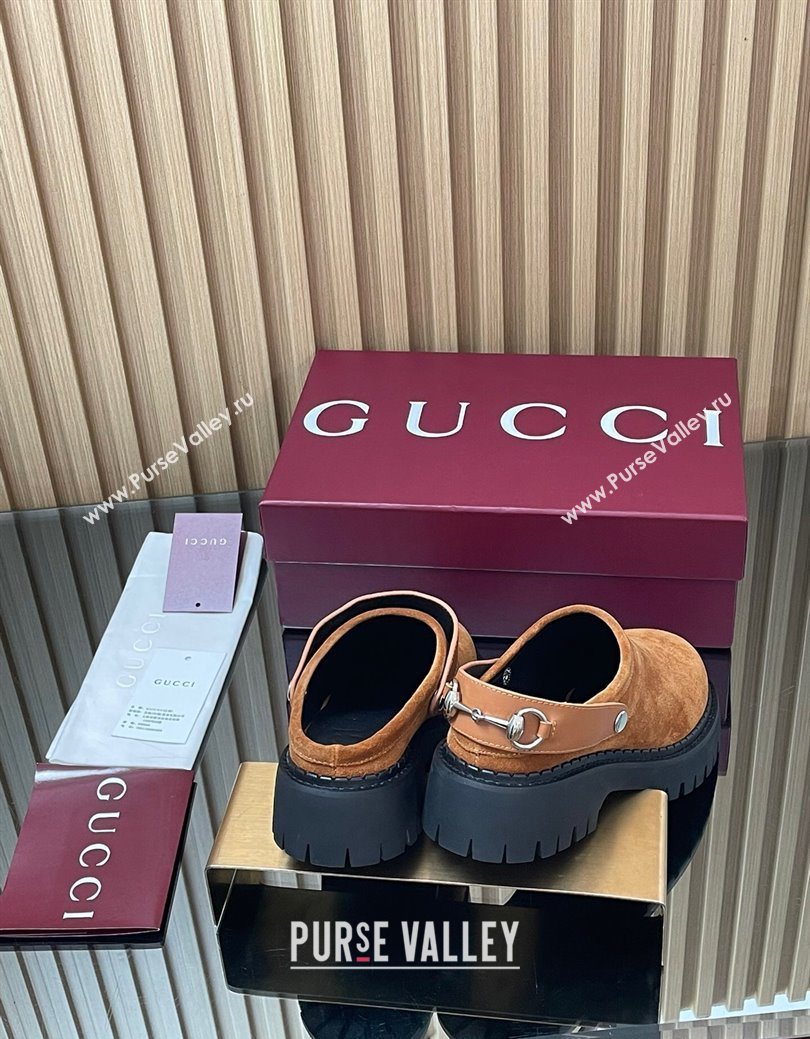 Gucci Suede Mule 5cm with Horsebit 835829 Light Brown 2025 (MD-250828118)