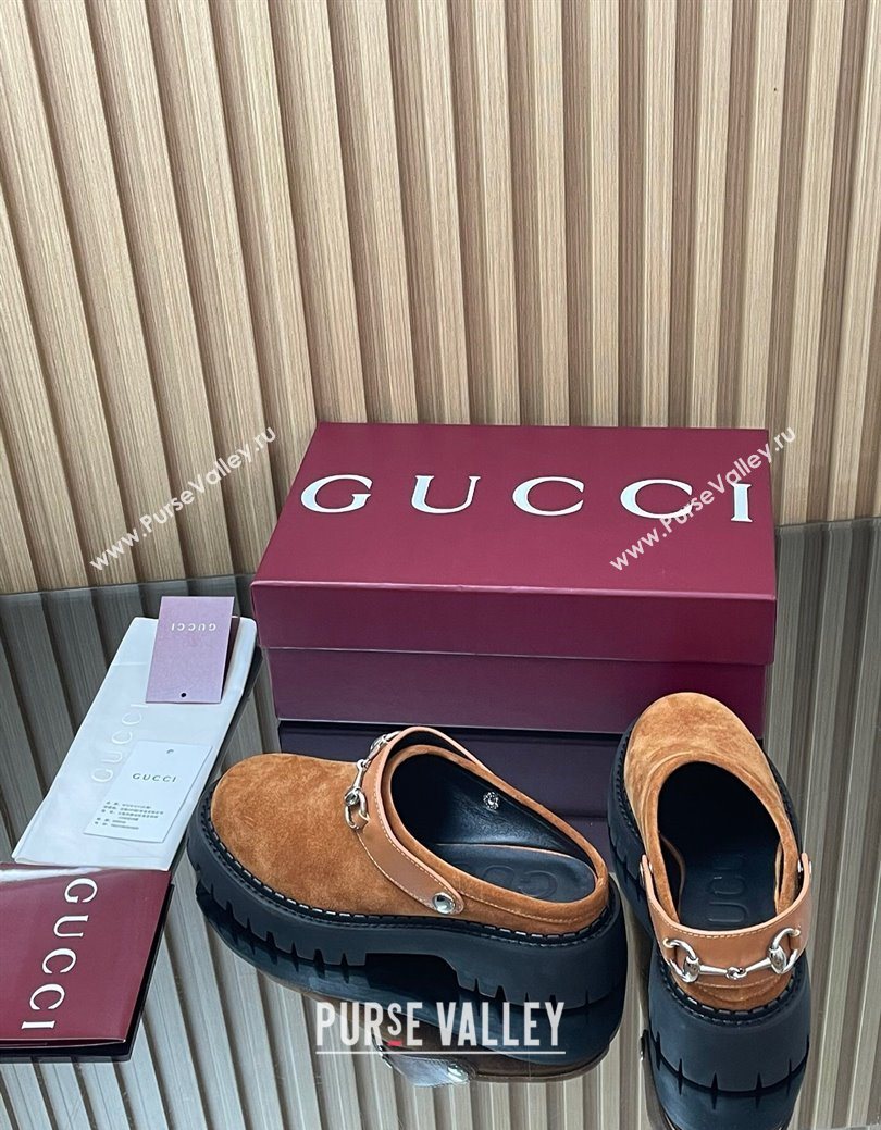 Gucci Suede Mule 5cm with Horsebit 835829 Light Brown 2025 (MD-250828118)
